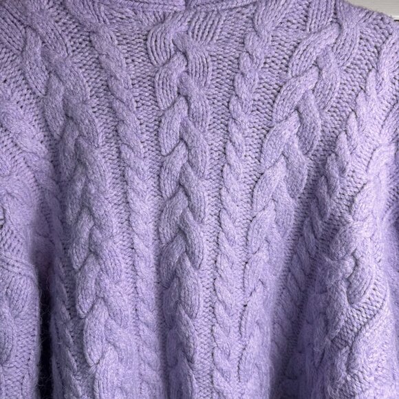 Zara Jewel Button Purple Cable Knit Cropped Cardigan Sweater Rhinestone Blogger - Picture 5 of 7